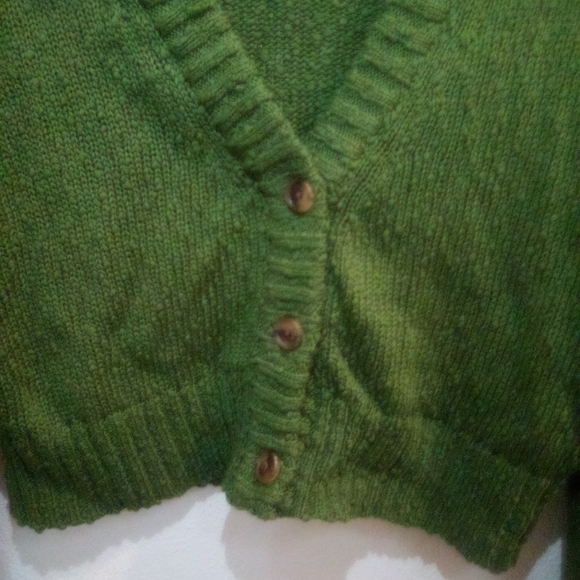 Michael Kors Green Cropped Knit Cardigan 100% Cotton Size XS Fall - Picture 7 of 14